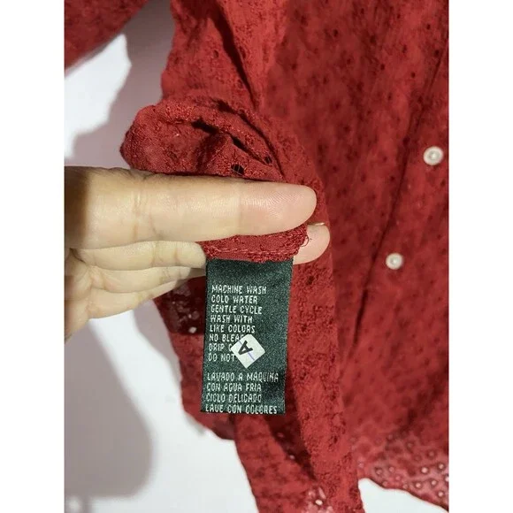 Vtg Ralph Lauren Button Up Top 2X Eyelet Beachy Minimalist Quite Luxury Coastal - Picture 3 of 11